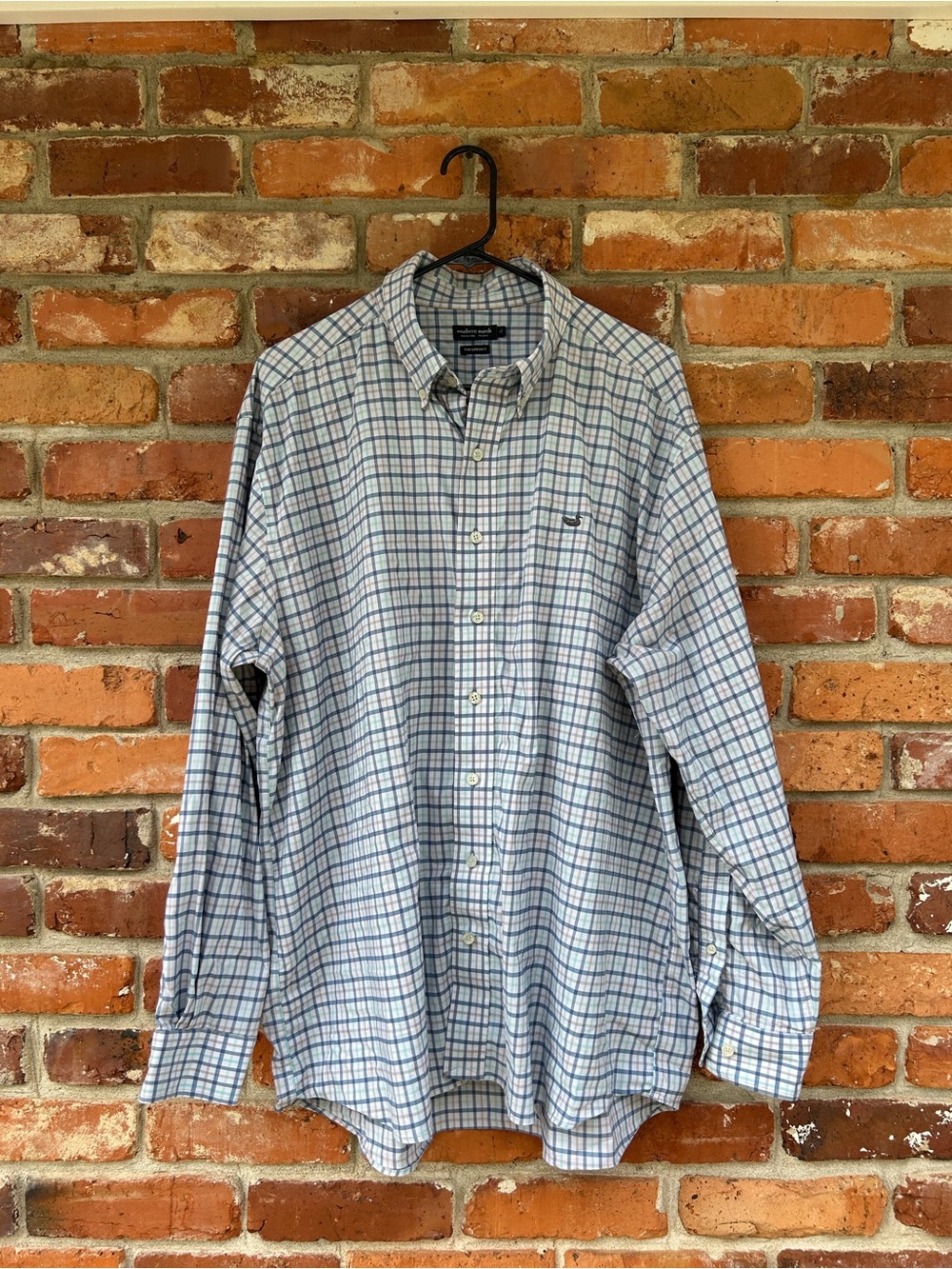 Southern Marsh Classic Men's Blue Plaid Button-Down Shirt Performance XL